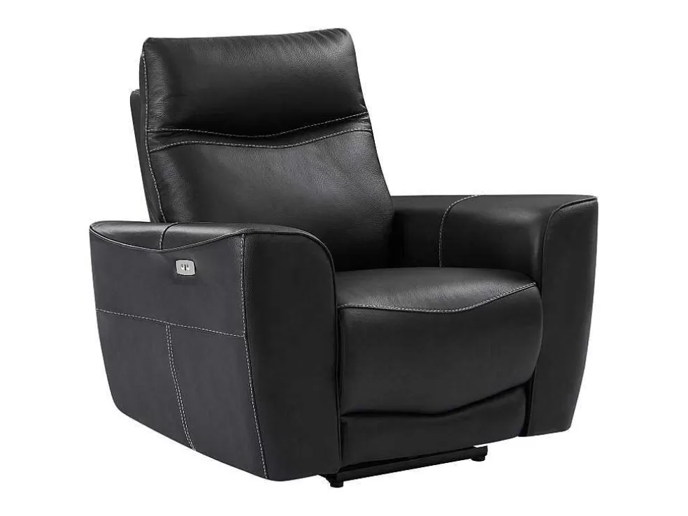 Hot Elektrische Relax-Driezitsbank En -Fauteuil Van Zwart Vaarsleer Damon Set Zitbank + Fauteuil