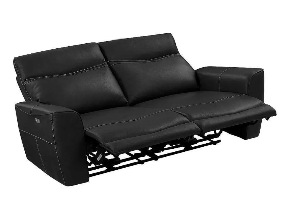 Hot Elektrische Relax-Driezitsbank En -Fauteuil Van Zwart Vaarsleer Damon Set Zitbank + Fauteuil