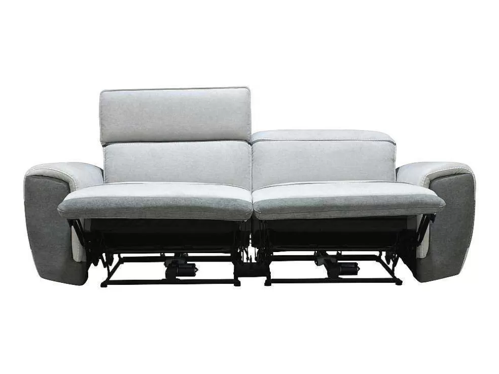 New Elektrische Relaxzitbank Met 3 Plaatsen In Lichtgrijze Stof Orietto Elektrische Relaxbanken