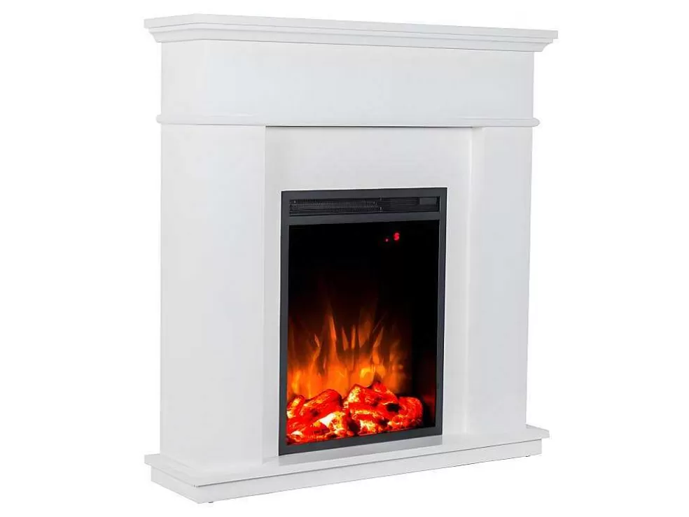 Best Sale Elektrische Staande Sfeerhaard Vesuvia - Met Schoorsteenmantel - L98 X D24 X H102,5 Cm - Wit Haard