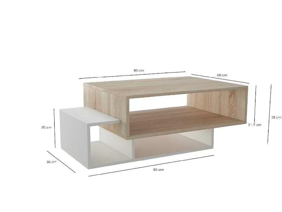 Store Elisa Koffietafel, Wit, Sonoma, 100X60X35 Cm, Salontafel