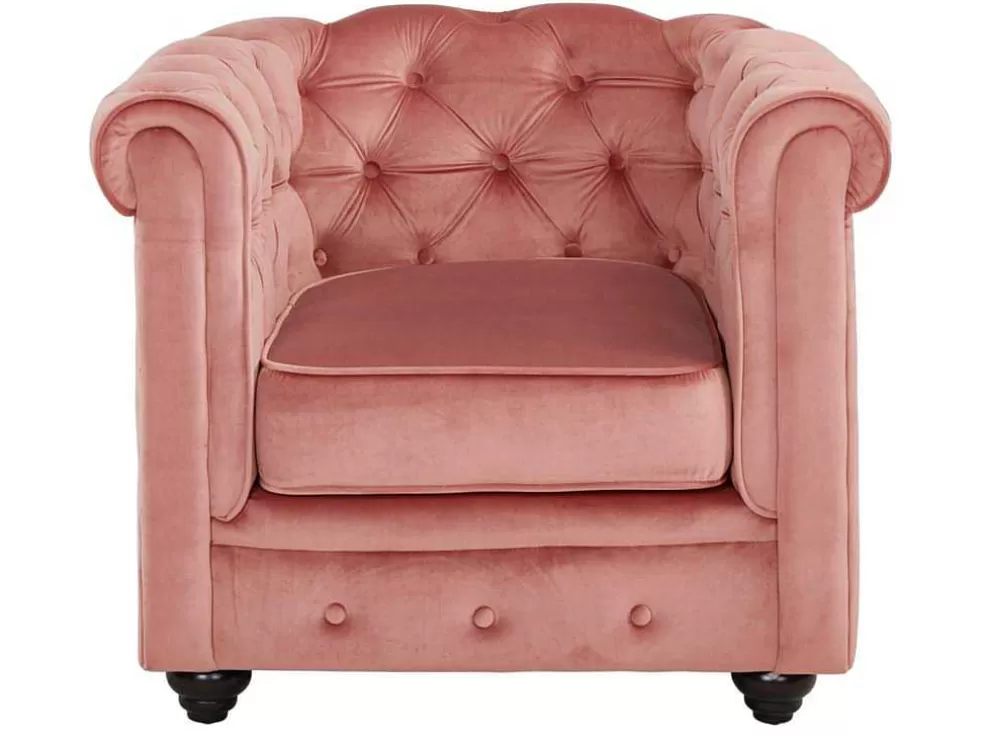 New Fauteuil Chesterfield - Fluweel - Pastel Roze Fauteuil Stof