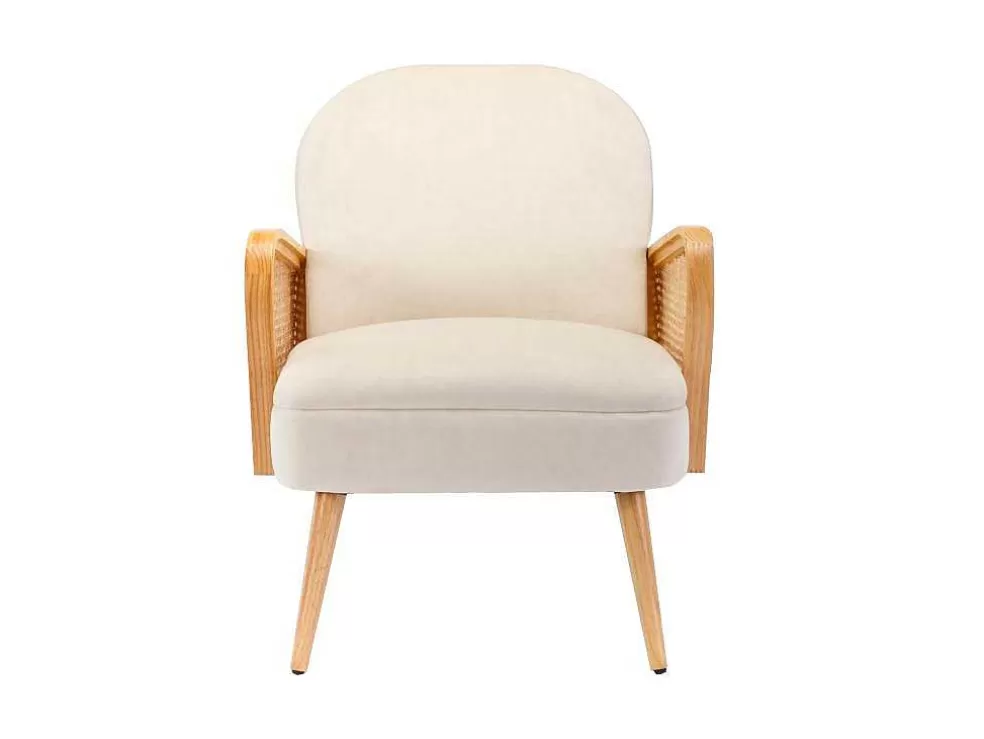 Fashion Fauteuil In Beige Fluweel Onani Fauteuil Stof Fluweel / Suedine