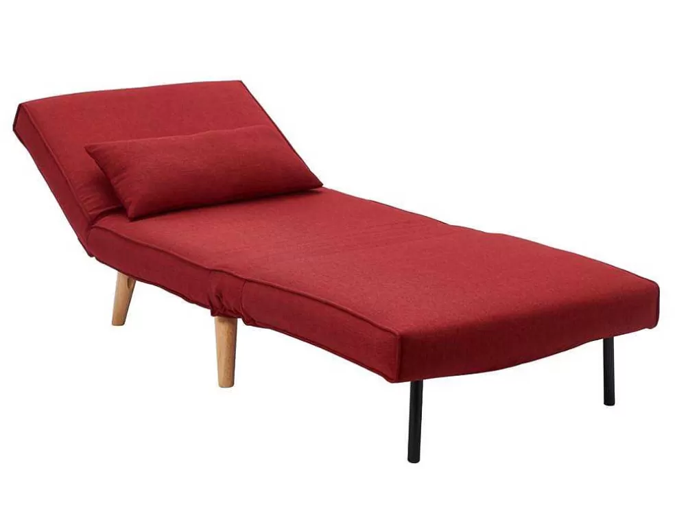 Clearance Fauteuil Met Bed Optie Posio Van Stof - Rood Uitklapbare Fauteuil