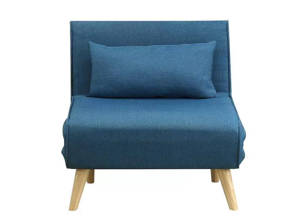 Clearance Fauteuil Posio - Bedbank Van Stof - Blauw Uitklapbare Fauteuil