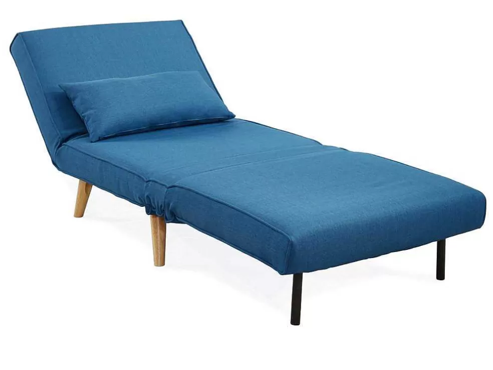 Clearance Fauteuil Posio - Bedbank Van Stof - Blauw Uitklapbare Fauteuil