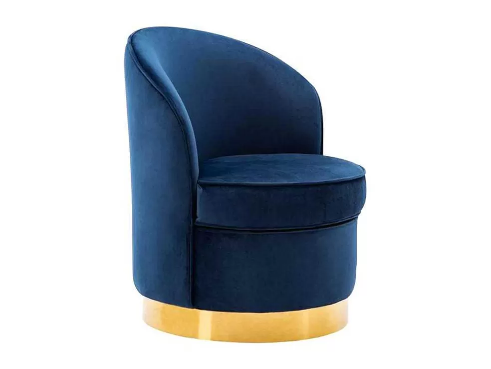 New Fauteuil Sanela Van Fluweel - Nachtblauw Fauteuil Stof Fluweel / Suedine