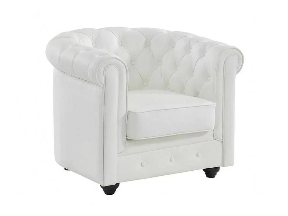 Hot Fauteuil Van Buffelleer Chesterfield - Wit Fauteuil Leer