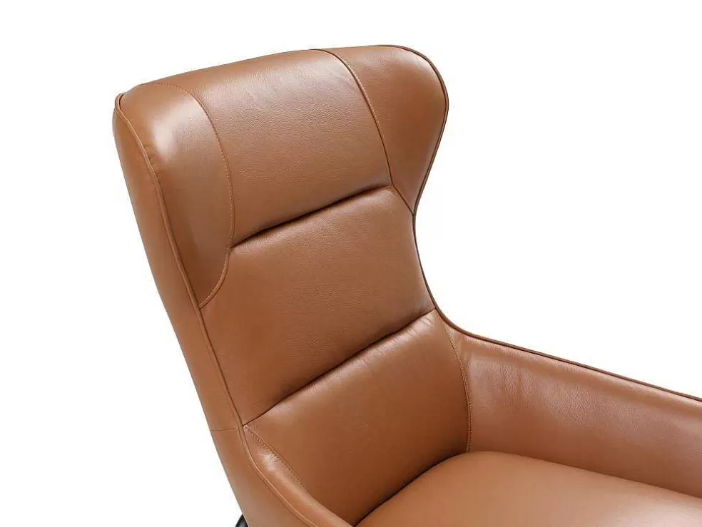 Online Fauteuil Van Camelkleurig Buffelleder Dinnia Fauteuil Leer