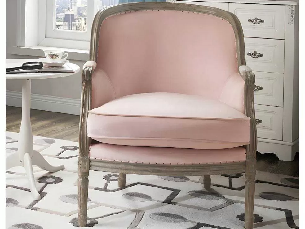 Store Fauteuil Van Fluweel Alienor Pastel Roze Fauteuil Stof Fluweel / Suedine