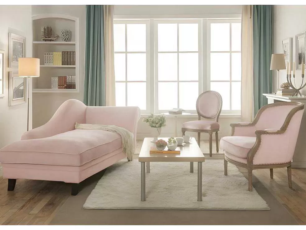 Store Fauteuil Van Fluweel Alienor Pastel Roze Fauteuil Stof Fluweel / Suedine