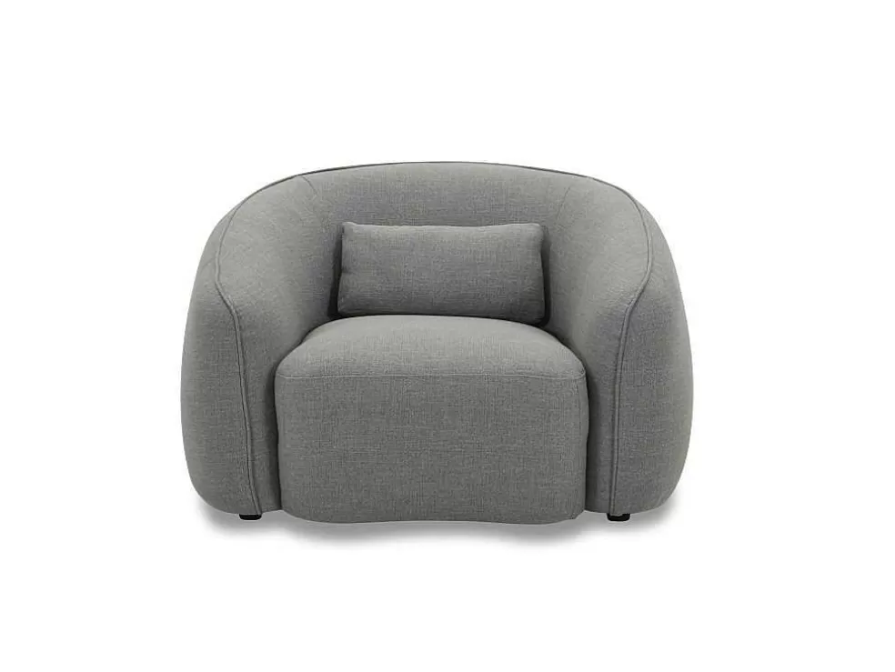 Outlet Fauteuil Van Grijze Stof Stefian Fauteuil Met Holle Rugleuning