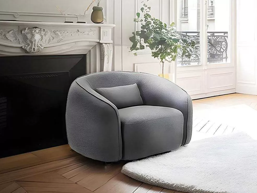 Outlet Fauteuil Van Grijze Stof Stefian Fauteuil Met Holle Rugleuning