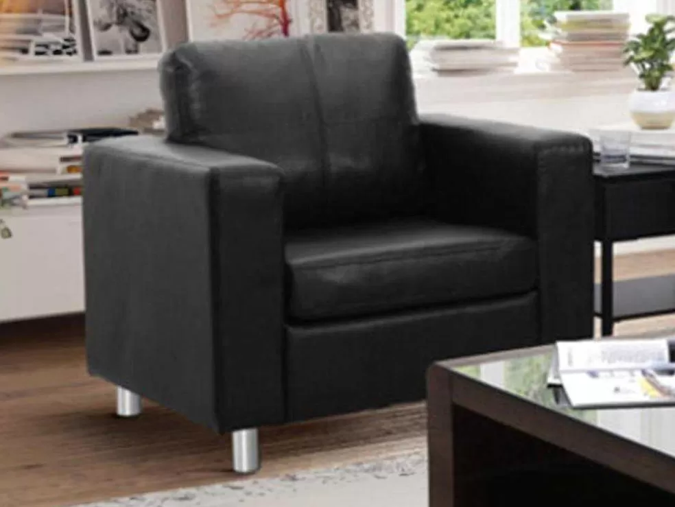 Outlet Fauteuil Van Kunstleer Ackley - Zwart Fauteuil Kunstleer