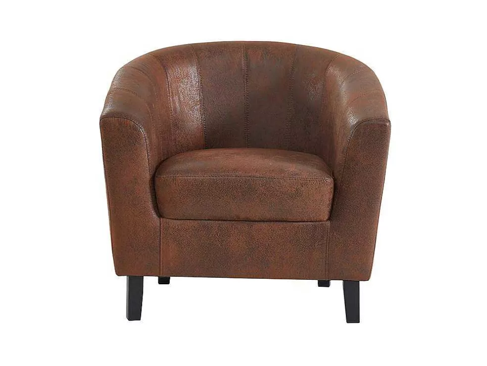 Hot Fauteuil Van Microvezel - Oud Bruin - Cristobal Ii Fauteuil Met Holle Rugleuning