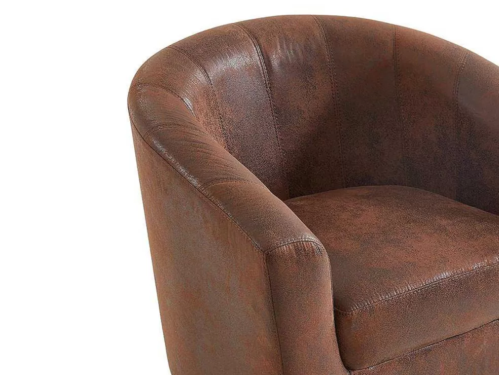 Hot Fauteuil Van Microvezel - Oud Bruin - Cristobal Ii Fauteuil Met Holle Rugleuning