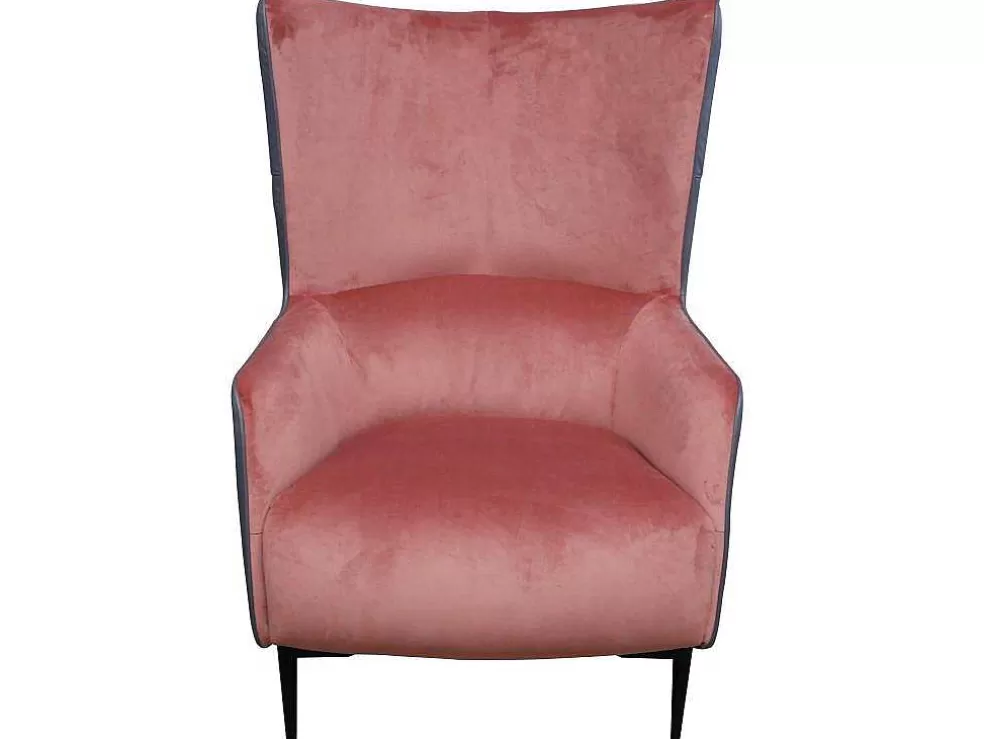 Discount Fauteuil Van Roze Fluweel En Antraciet Structuur Mendocino Fauteuil Stof Fluweel / Suedine