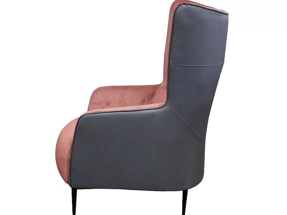 Discount Fauteuil Van Roze Fluweel En Antraciet Structuur Mendocino Fauteuil Stof Fluweel / Suedine