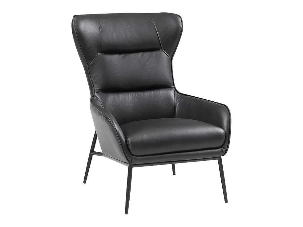 Cheap Fauteuil Van Zwart Buffelleder Dinnia Fauteuil Leer