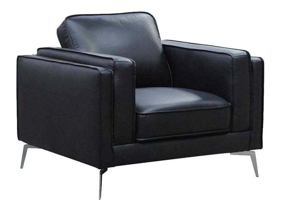 Clearance Fauteuil Van Zwart Leer Lecco Fauteuil Leer