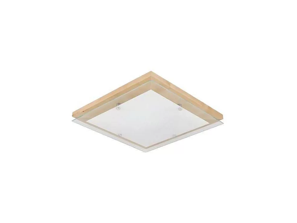 Discount Finn Plafondlamp, Eik, Chroom, Wit, 40X40X6,5 Cm, Plafondlamp