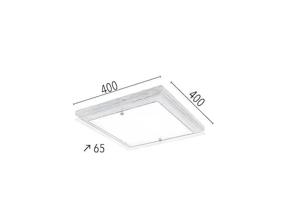 Discount Finn Plafondlamp, Eik, Chroom, Wit, 40X40X6,5 Cm, Plafondlamp