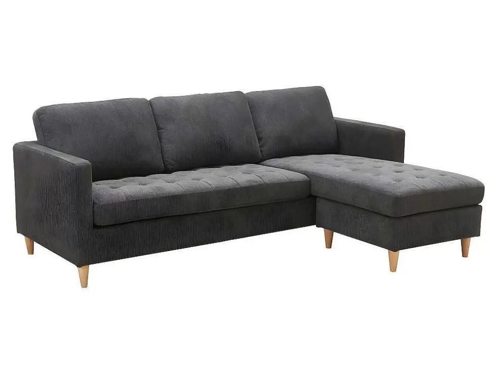 Discount Firenze Bank Met Chaise Longue Donkergrijs. Stoffen Zitbank