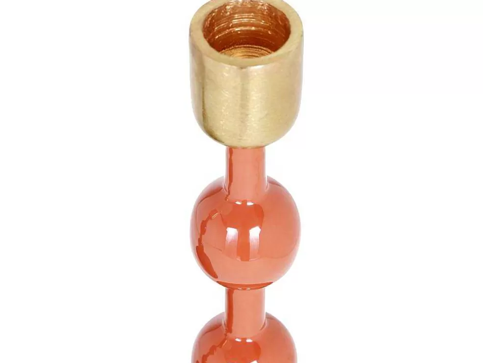 Flash Sale Geemailleerde Aluminium Kandelaar - H.26,5 Cm - Terracotta - Parina Kandelaar En Kaars