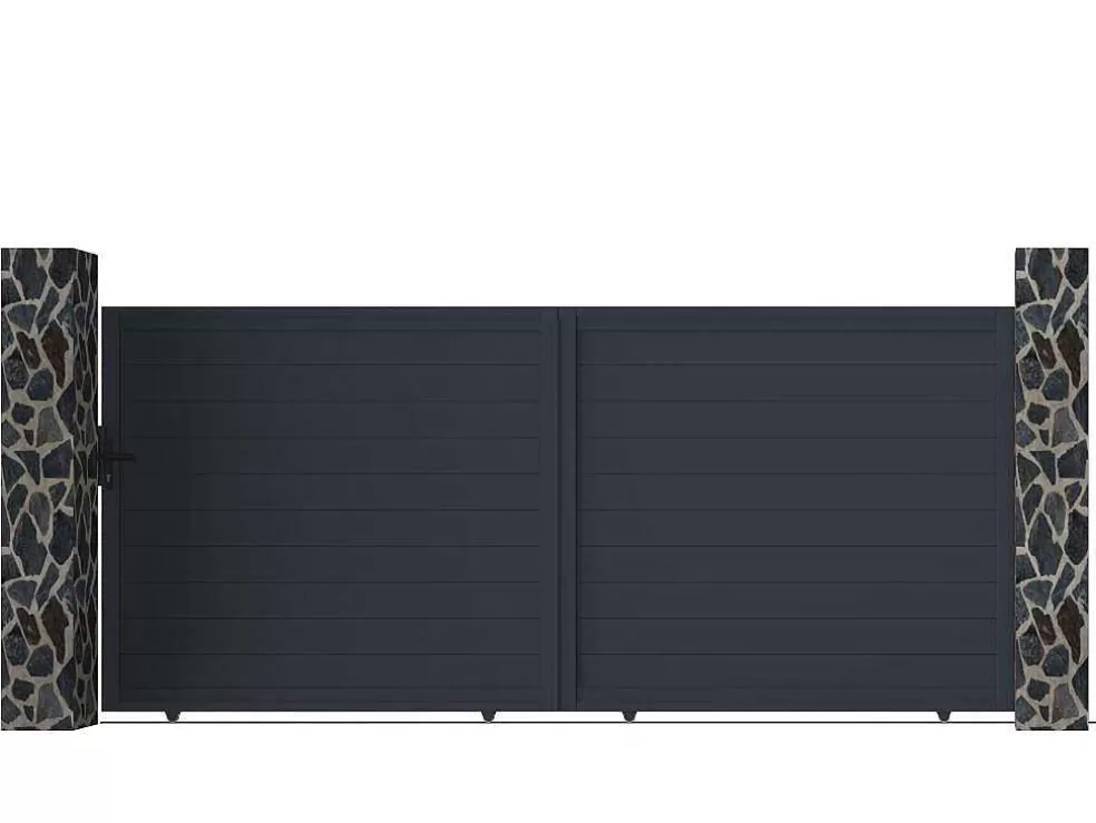 Flash Sale Gemotoriseerde Schuifpoort Van Aluminium Antraciet - L416 X 180 Cm - Nazario Hekjes & Poorten