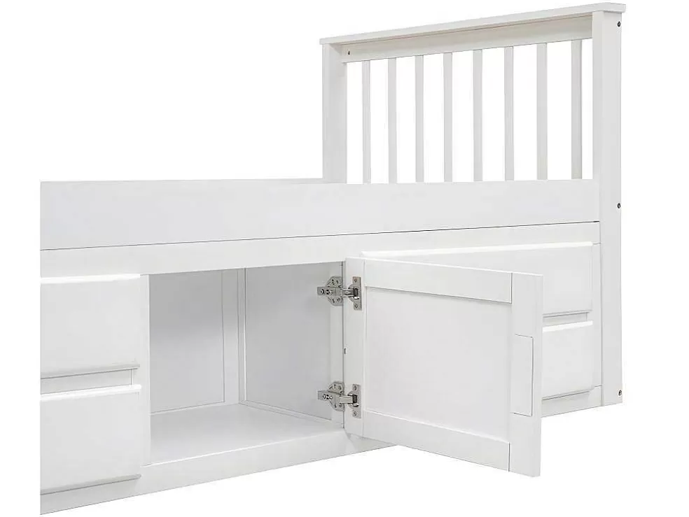 Cheap Gesloten Eenpersoonsbed 90X200Cm Met 4 Lades En Een Deur - Wit Aanbiedingen: Slaapkamer & Kantoor