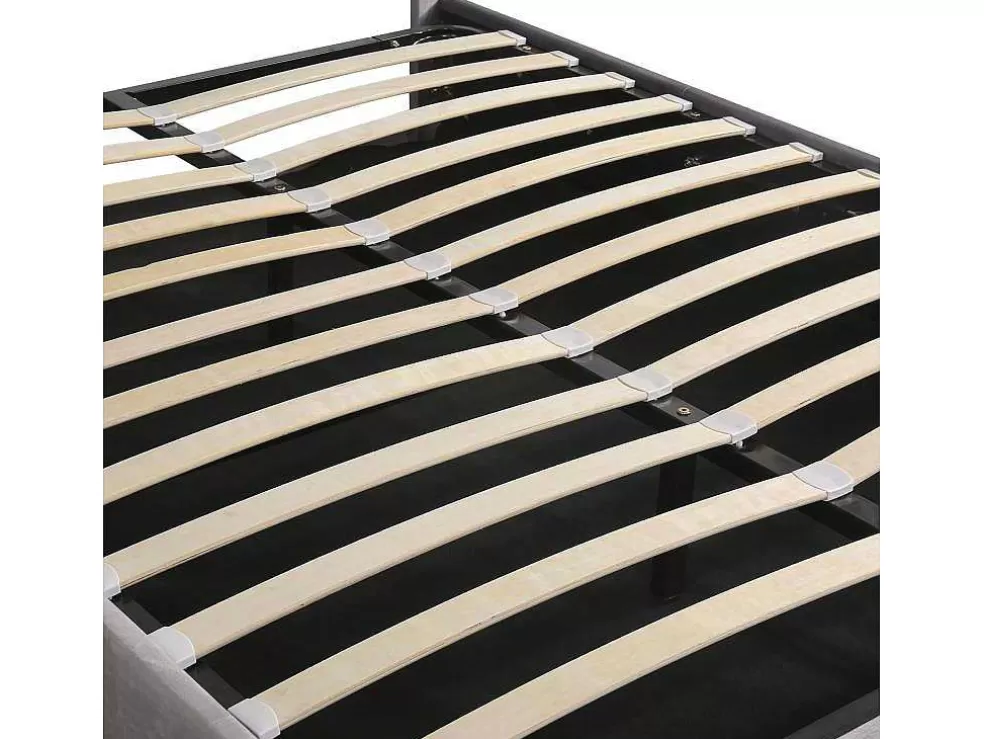 New Gestoffeerd Opbergbed 140X200Cm - Fluwelen Stof - Met Led En Bluetooth Speler - Grijs Fluwelen Bed