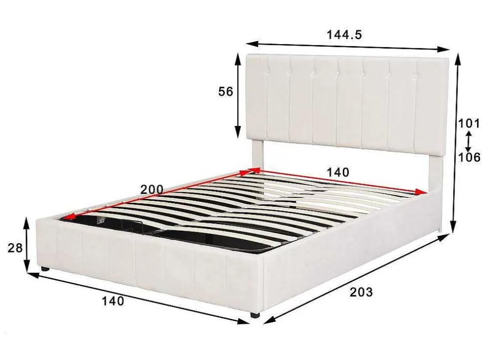 Outlet Gestoffeerd Opbergbed - 140X200Cm - Stof Fluweel - Beige Fluwelen Bed