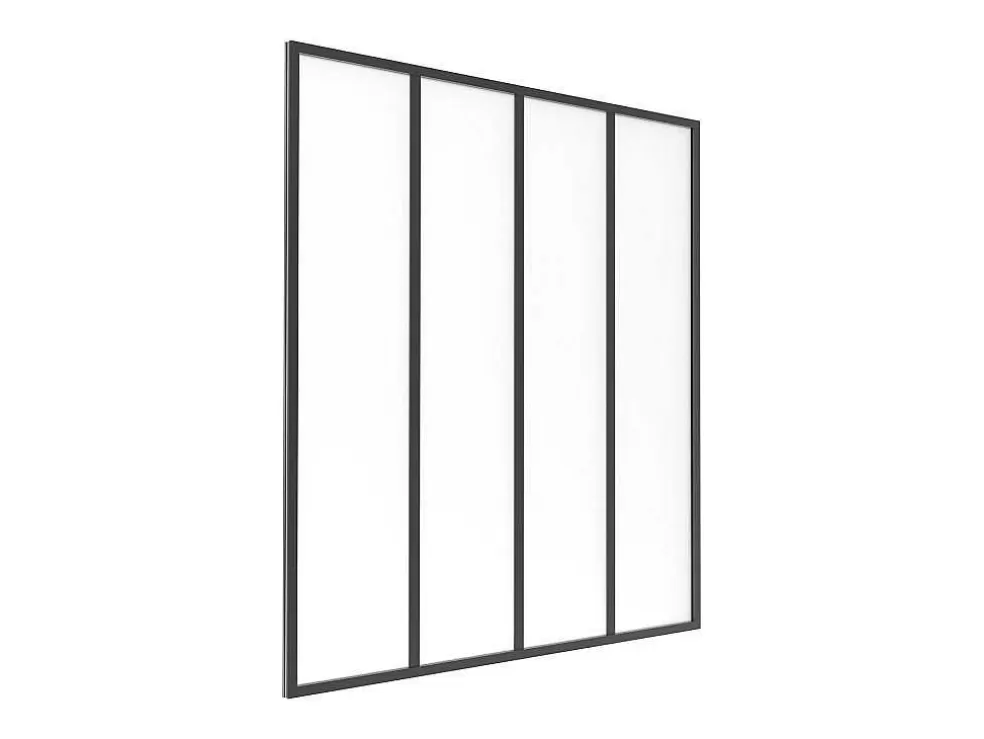 Best Sale Glasraam Werkplaatsstijl Van Van Aluminium En Gematteerd Glas - 120 X 130 Cm - Zwart - Bayview Glazen Binnenraam