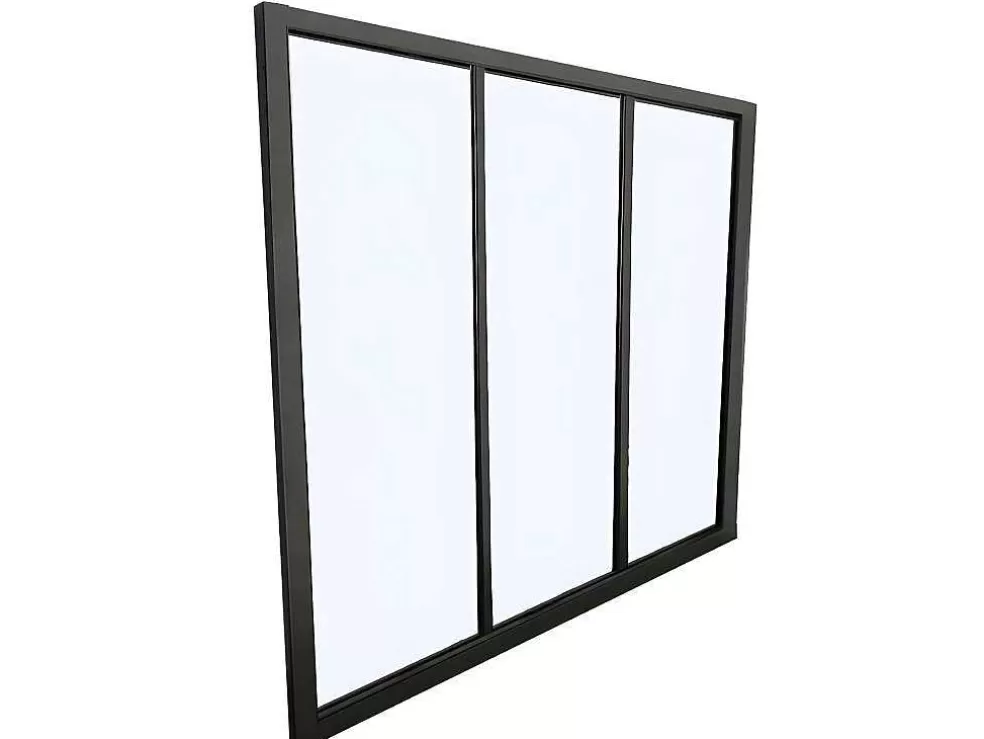 Store Glazen Binnenraam Bayview Van Aluminium Met Zwarte Poedercoating - 90 X 130 Cm Glazen Binnenraam
