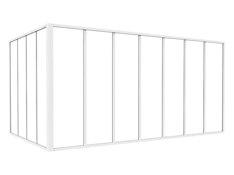 Best Sale Glazen Hoekbinnenraam In Industriele Stijl In Gepoederlakt Aluminium L210 X L120 X H105 Wit Bayview Glazen Binnenraam