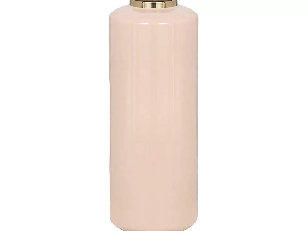Sale Grote Geemailleerde Metalen Vaas - D. 19 X H. 50 Cm - Beige En Goud - Goriat Decoratieobject Voor Binnen