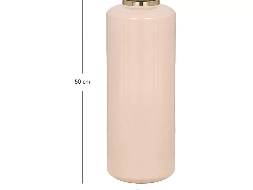 Sale Grote Geemailleerde Metalen Vaas - D. 19 X H. 50 Cm - Beige En Goud - Goriat Decoratieobject Voor Binnen