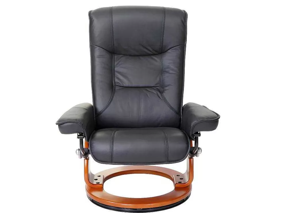 Outlet Halifax Fauteuil, Zwart, Honingkleurig Fauteuil Leer