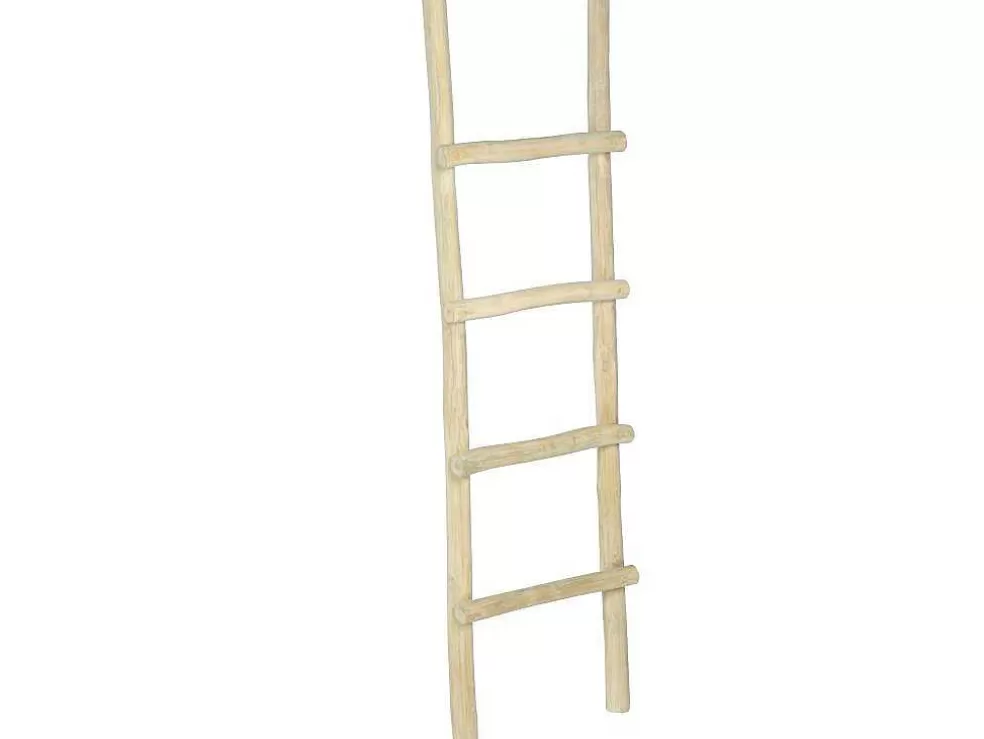 Best Sale Handdoekenrek Ladder Van Massief Teakhout - Naturelkleur - Fodna Accessoires & Spiegels