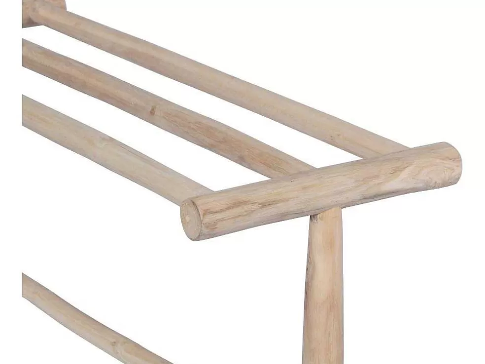 Best Handdoekhouder Op Poten Van Massief Teakhout - L80 Cm X D29 Cm X H75 Cm - Fodna Accessoires & Spiegels