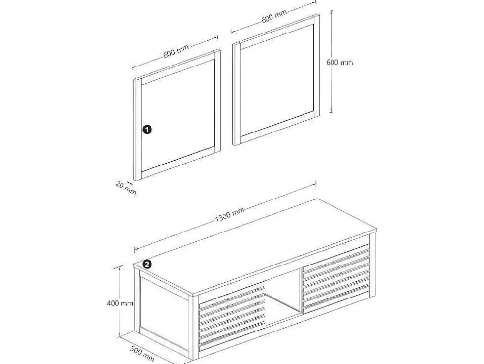Sale Hangend Badkamermeubel Van Acaciahout Met Dubbele Wastafel En Spiegels - 130 Cm - Penebel Dubbele Wastafel