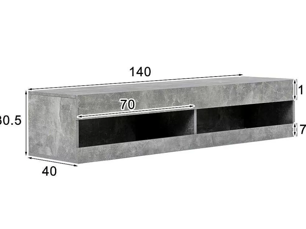 Outlet Hangend Tv-Meubel 140 Cm Met Led - Grijs Tv-Meubel