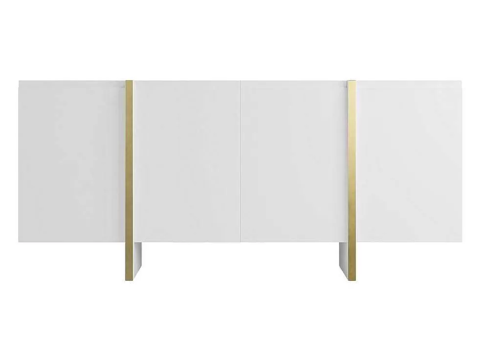 Best Hangend Tv-Meubel Met 4 Deuren Van Mdf - Wit En Goudkleurig - Luvonia Buffetkast