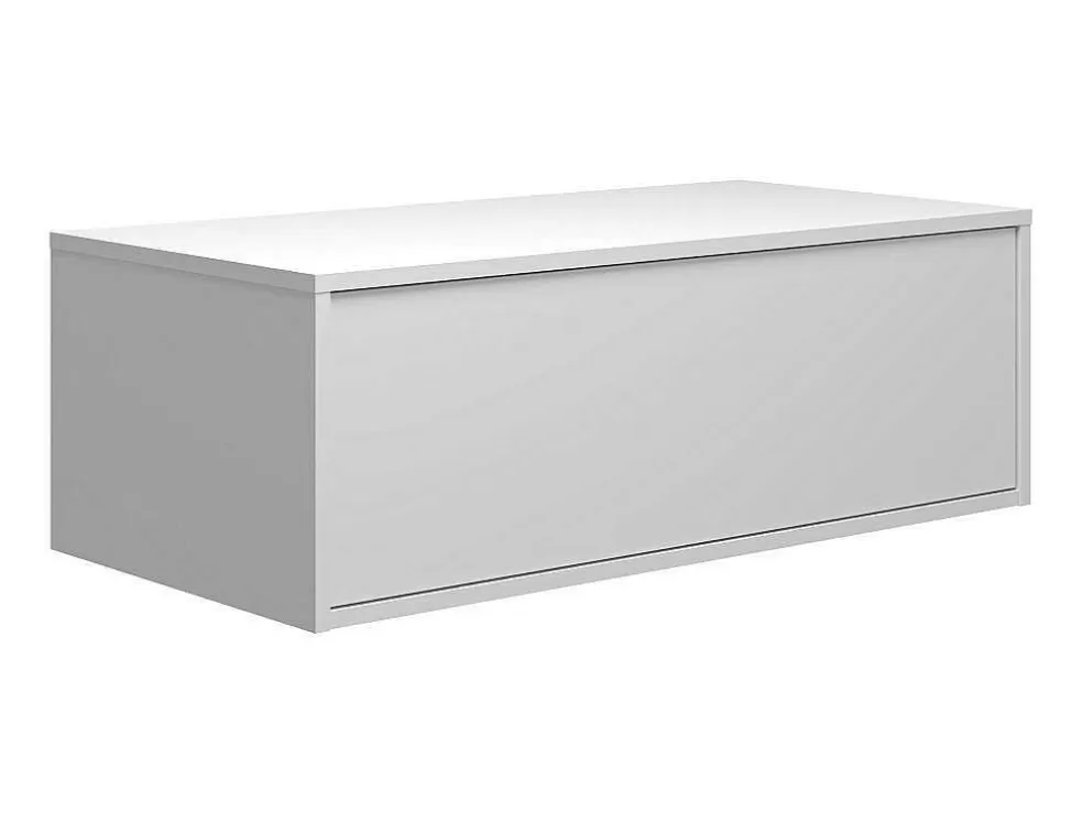 Best Hangende Badkamerkast In Wit Met Enkele Wastafel En Twee Lades - 94 Cm - Teana Ii Badkamermeubel Met Enkele Wastafel