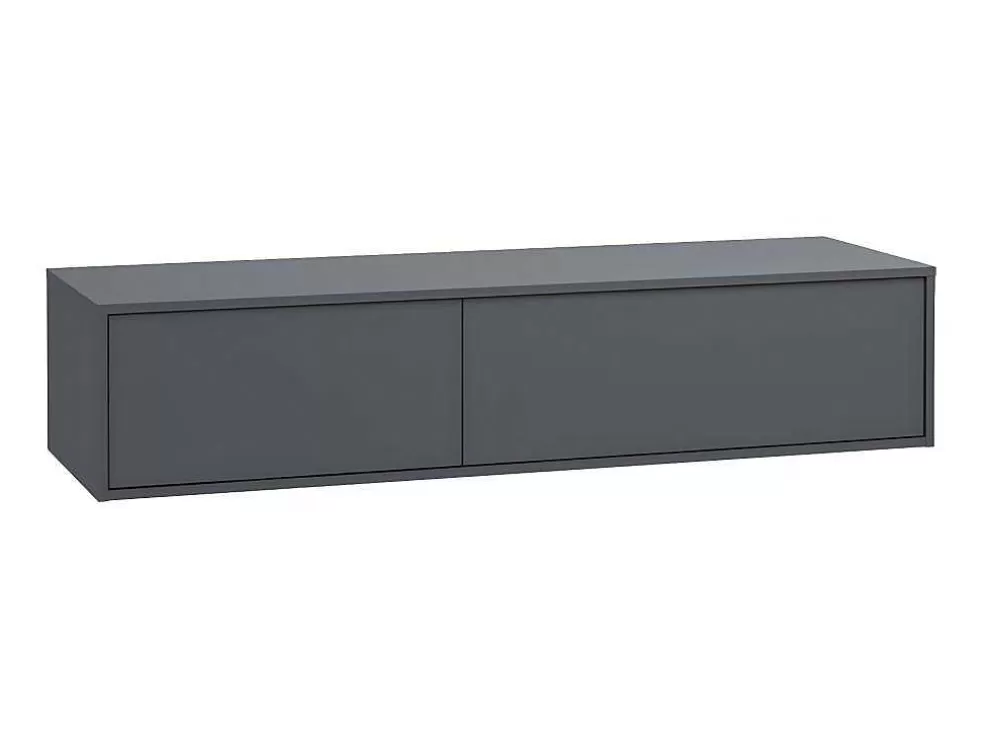 Store Hangende Badkamermeubel In Antracietgrijze Kleur Met Dubbele Wastafel - L150 Cm - Isaure Ii Dubbele Wastafel