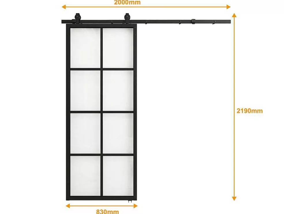 Cheap Hangende Schuifdeur H205 X L83 Cm Van Aluminium En Transparant Gehard Glas Wilden Schuifdeur
