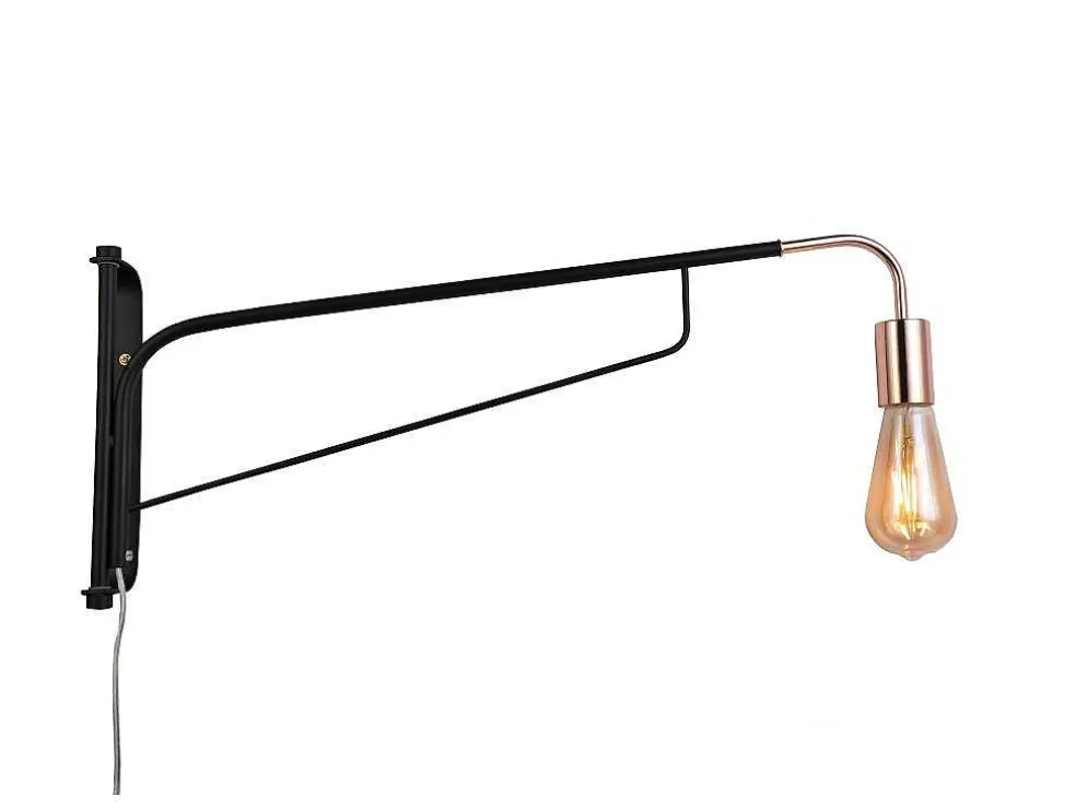 Cheap Hangende Wandlamp Van Gebogen Metaal - L65 X D10 X H25 Cm - Zwart En Koperkleurig - Colwood Wandlamp