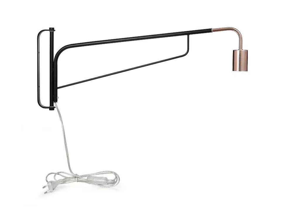 Cheap Hangende Wandlamp Van Gebogen Metaal - L65 X D10 X H25 Cm - Zwart En Koperkleurig - Colwood Wandlamp