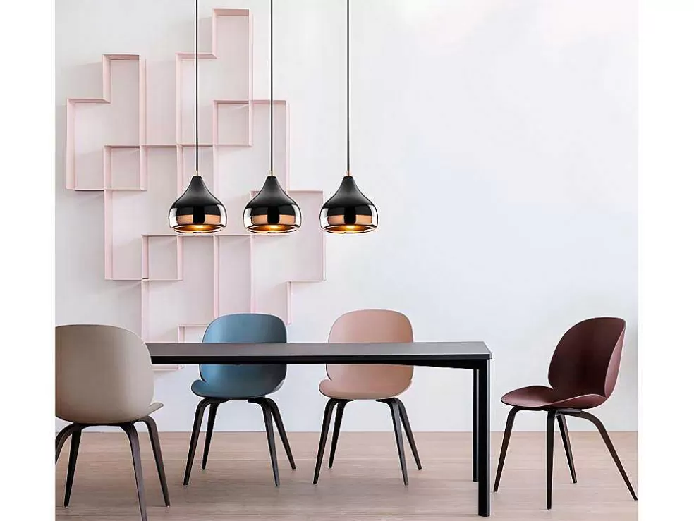 Best Sale Hanglamp Met Verstelbare Hoogte Yildo - 3 Kappen - L67 X H25/111 Cm - Zwart En Koperkleurig Hanglamp
