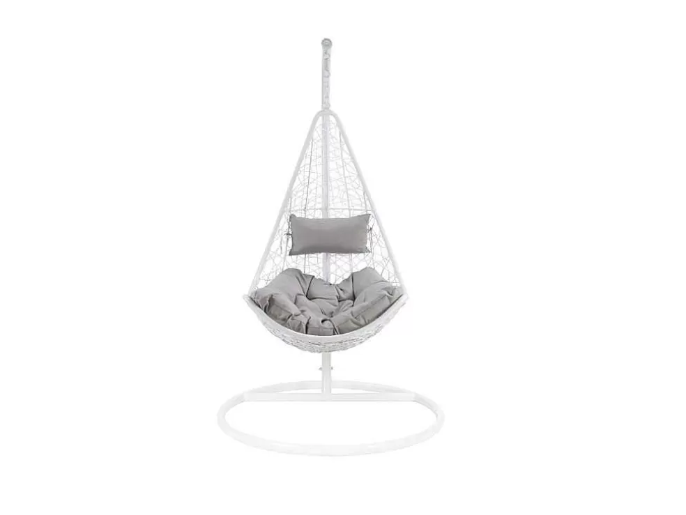 Flash Sale Hangstoel Van Gevlochten Hars - Wit Met Grijs Kussen - Orosi Hangstoel